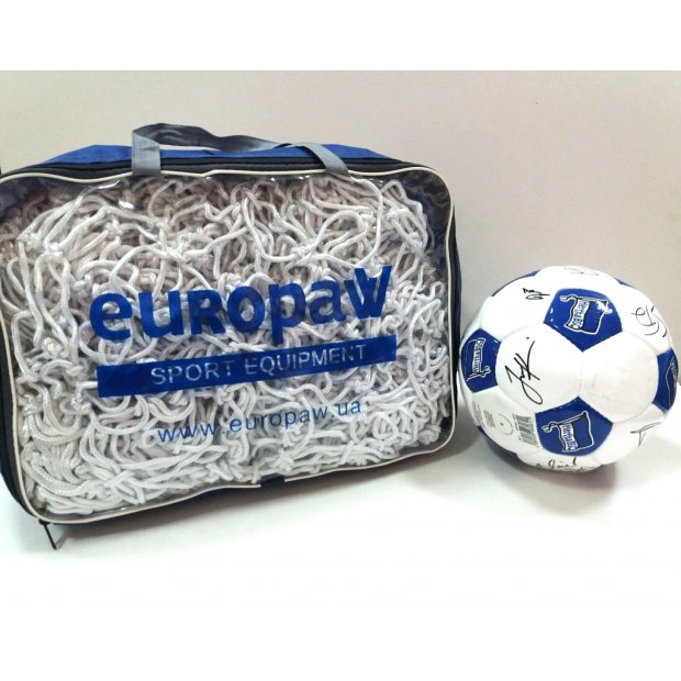 Сітка EUROPAW для великих футбольних воріт 7,4×2,5×1,5 м вузлова 8 мм