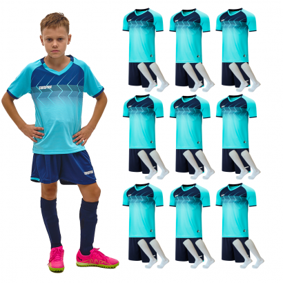 Футбольний набір на команду Europaw 029 дитячий бірюзовий 10 шт