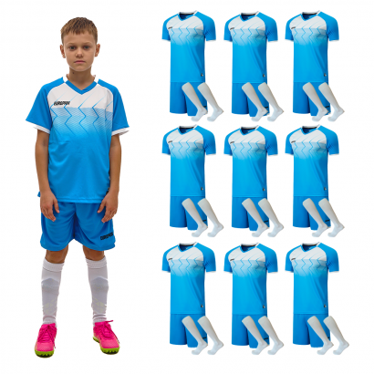 Футбольний набір на команду Europaw 029 дитячий блакитний 10 шт