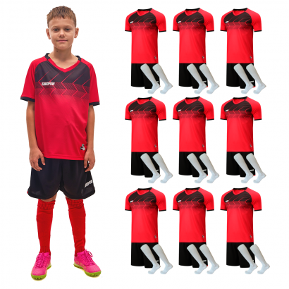 Футбольний набір на команду Europaw 029 дитячий червоний 10 шт