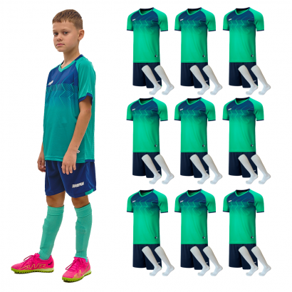 Футбольний набір на команду Europaw 029 дитячий темно-зелений 10 шт