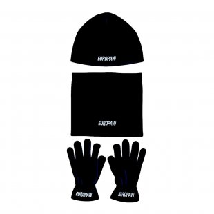 Зимовий дитячий набір шапка + баф + рукавички Europaw чорний