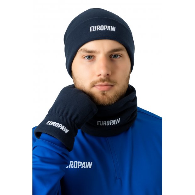 Зимний набор шапка + баф + перчатки EUROPAW темно-синий