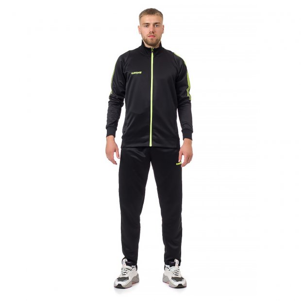 Парадный спортивный костюм EUROPAW Limber Up 2101 Long zipper черно-салатовый