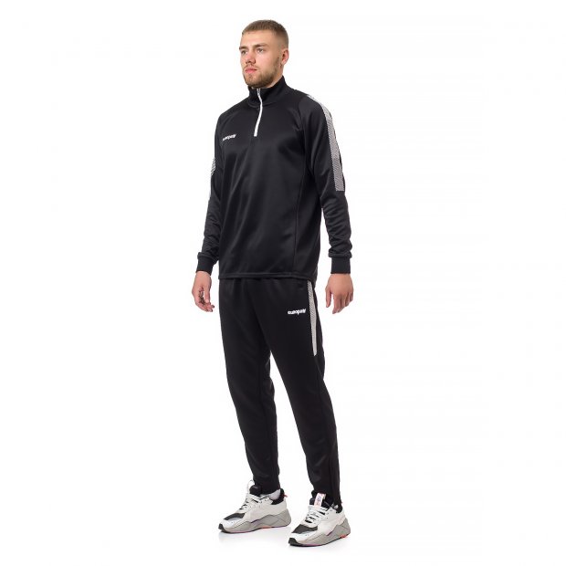 Спортивный тренировочный костюм EUROPAW Limber Up 2101 Short zipper черно-белый